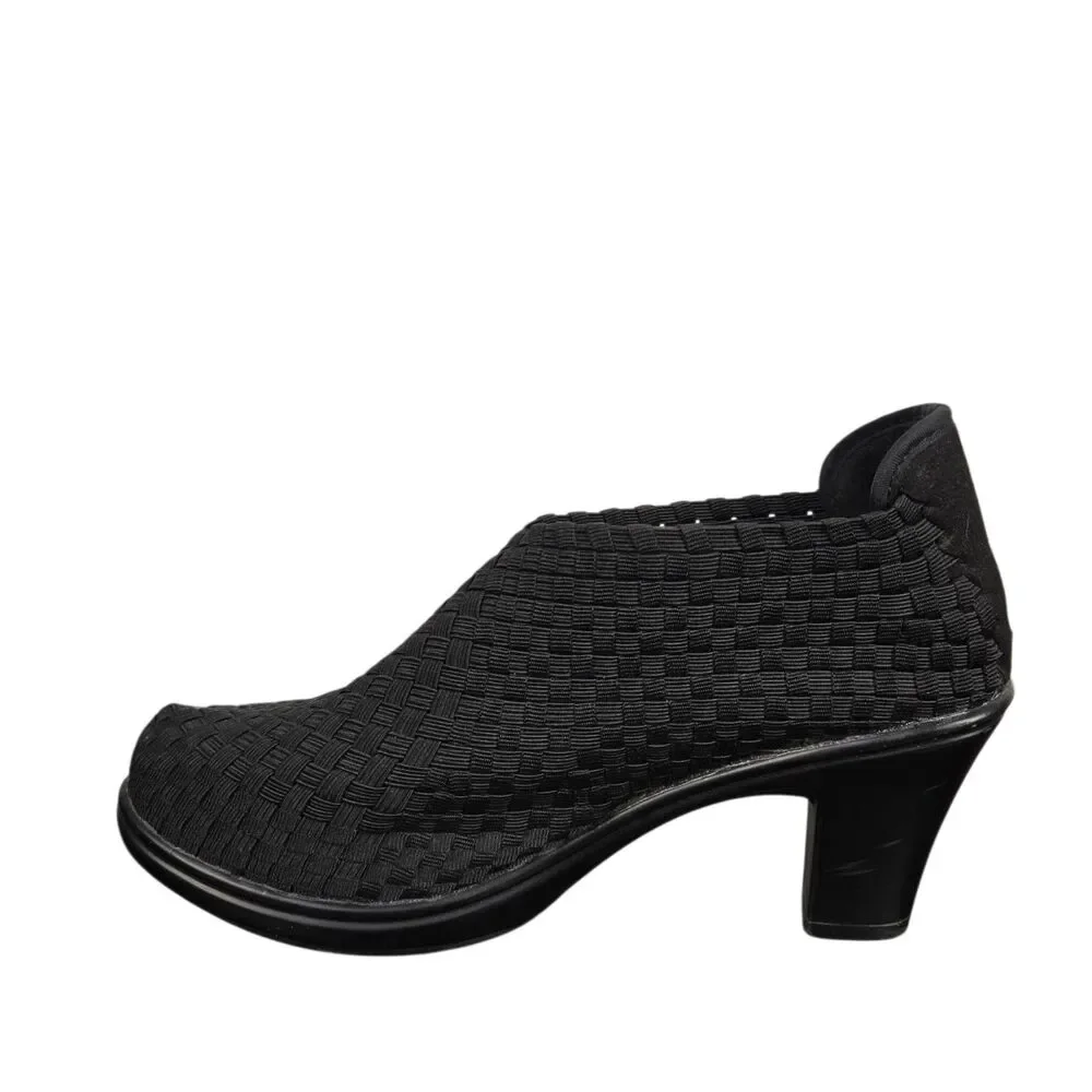Bernie Mev Chesca Ankle Boots Sz 38 US 7.5 - 8 Black Woven Block Heel